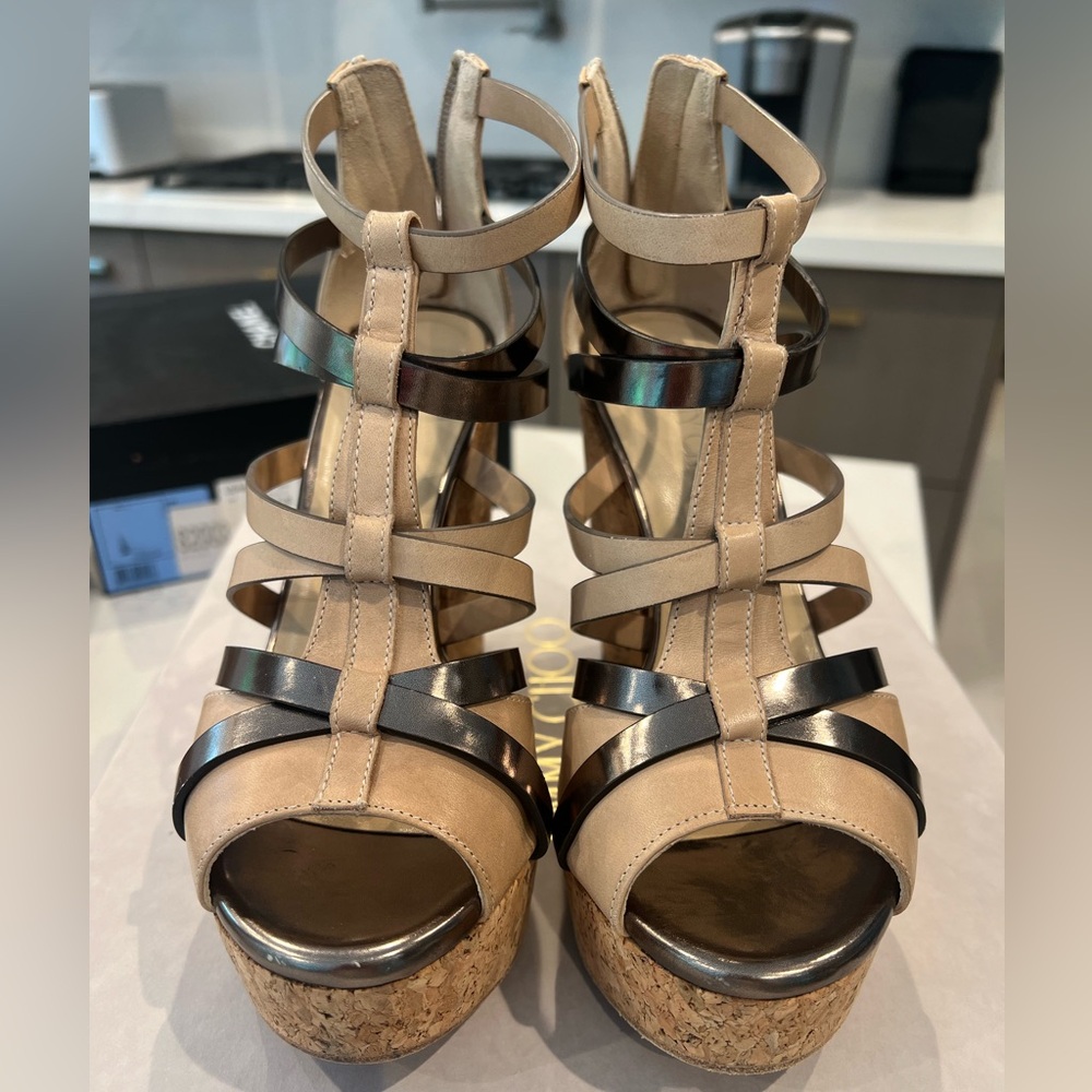 Authentic Jimmy Choo cork platform wedge